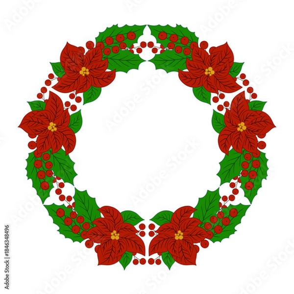 Obraz Christmas tree decorations. Round frame. Template for your creativity
