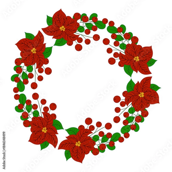 Obraz Christmas tree decorations. Round frame. Template for your creativity