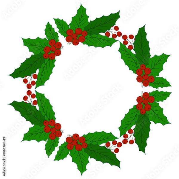 Obraz Christmas tree decorations. Round frame. Template for your creativity