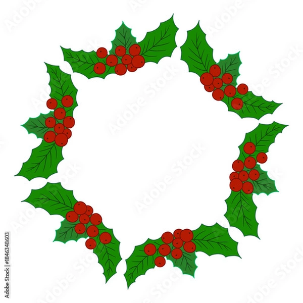 Obraz Christmas tree decorations. Round frame. Template for your creativity