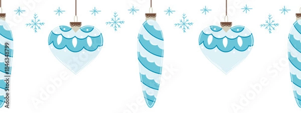 Obraz Christmas flat seamless border. New Year illustration