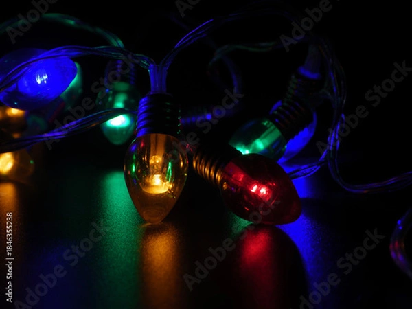 Obraz Vivid Colorful Holiday String Lights Low Key