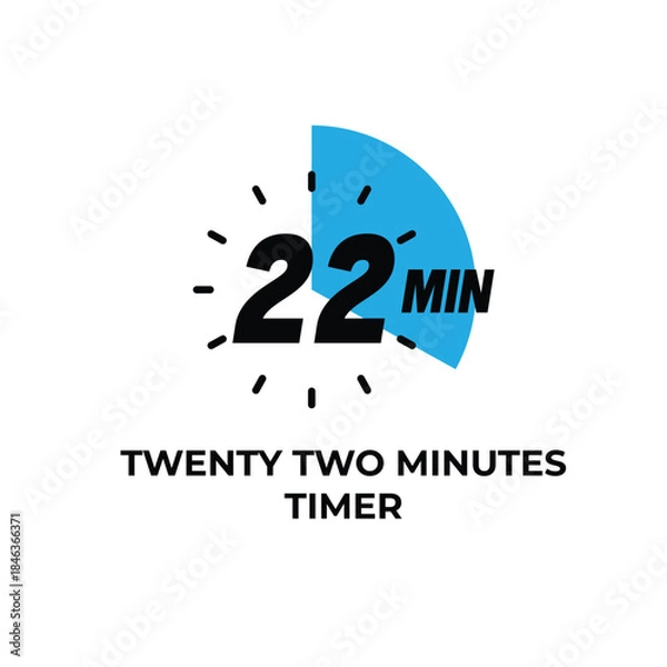 Fototapeta Twenty-two minute timer icon with digital display. Modern timer vector template.