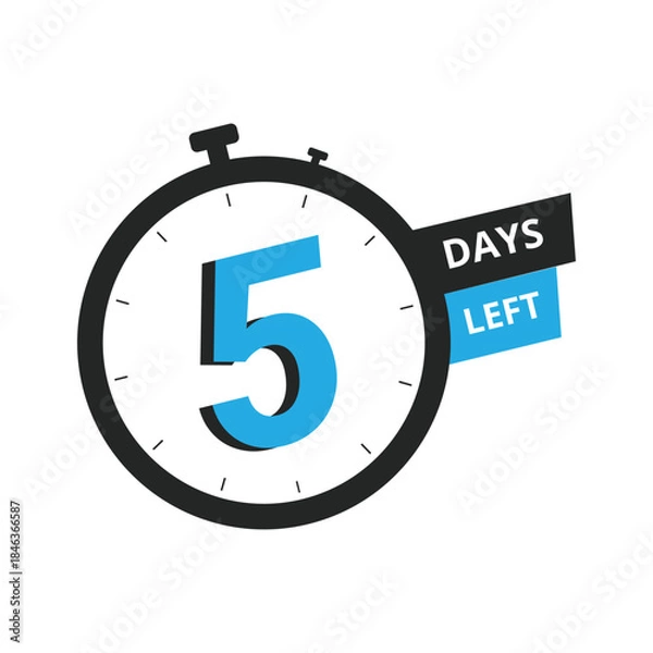 Fototapeta Only five days left until the event. Modern countdown vector.