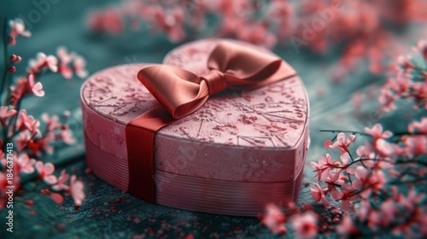 Obraz Heart shaped pink gift box