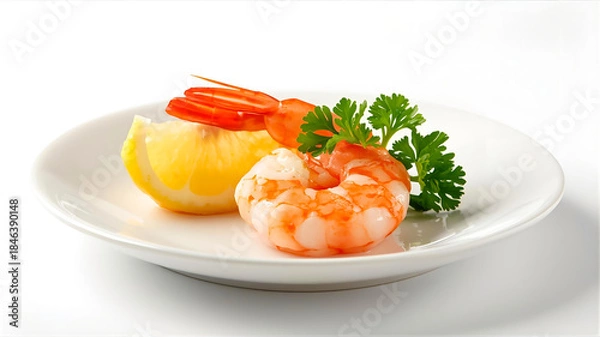 Obraz 皿に乗せたエビ、明るいアップ