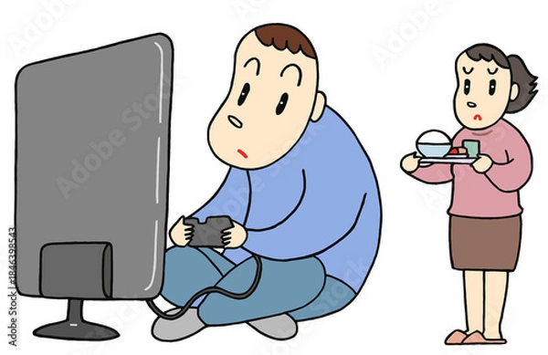 Obraz 社会問題のイラスト - パラサイトシングル・閉じこもり・8050問題