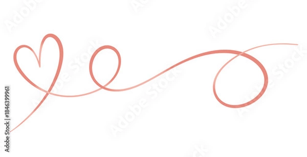 Obraz Isolated pink red gradient heart swirl romantic illustration banner or boarder