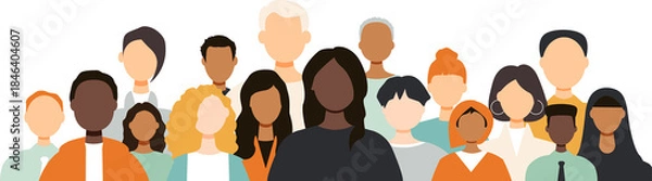 Obraz Different people stand side by side together. Crowd concept.