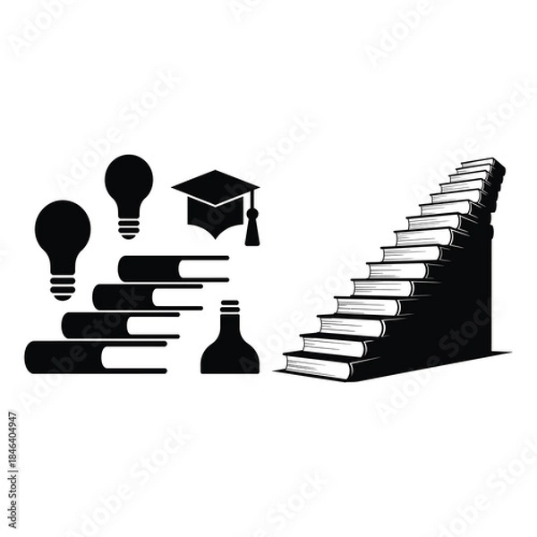 Obraz Staircase Built from Books stacked staircase. 