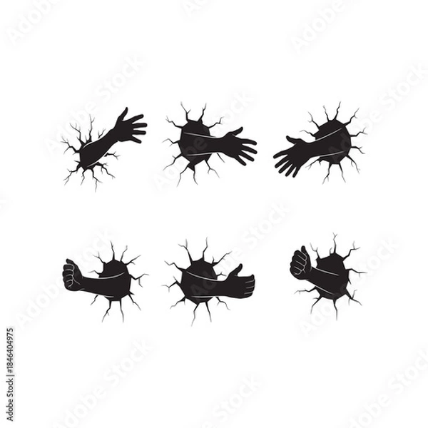 Obraz Human Shadow Reaching Through Wall Crack Silhouette.