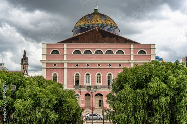 Fototapeta Facade of the imposing Amazonas Theater in the city of Manaus in Brazil. Symbol of the golden period of rubber in Brazil