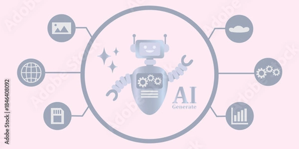 Obraz A robot with AI as an assistant in solving various problems