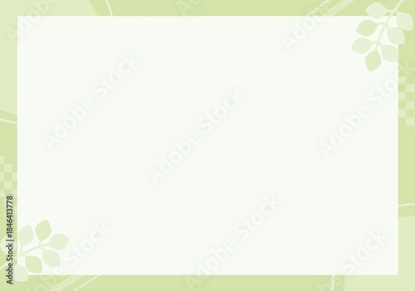 Obraz Soft Pastel Simple Frame with Botanical Corners Vector | Green Leaf Decoration Background