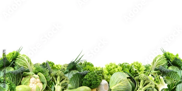 Obraz Fresh green vegetables isolated on white background