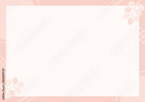 Obraz Soft Pastel Simple Frame with Botanical Corners Vector | Pink Leaf Decoration Background
