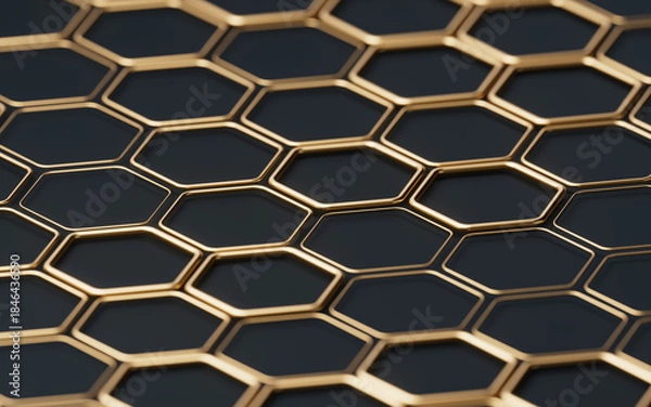 Fototapeta Metallic hexagon structure pattern background, 3d rendering.