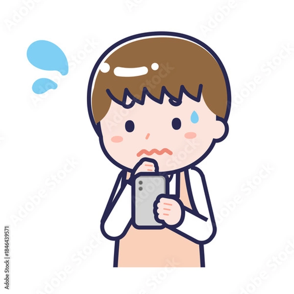 Obraz スマートフォンを使う「保育士」の男性