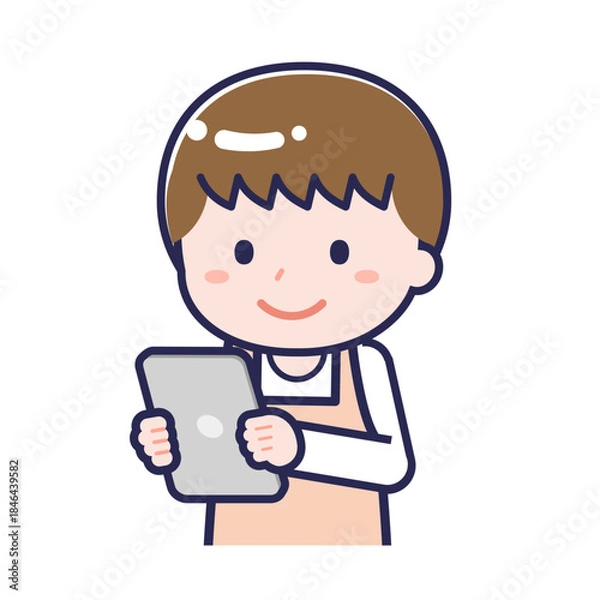 Obraz タブレットを使う「保育士」の男性