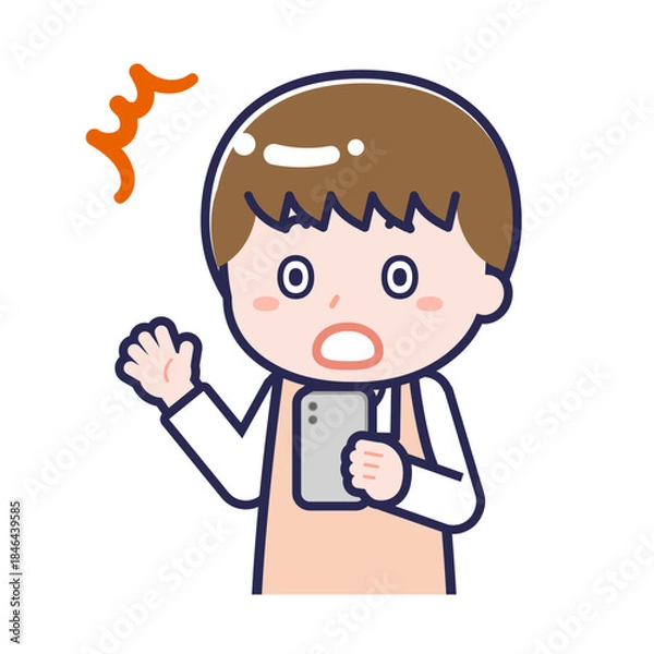 Obraz スマートフォンを使う「保育士」の男性