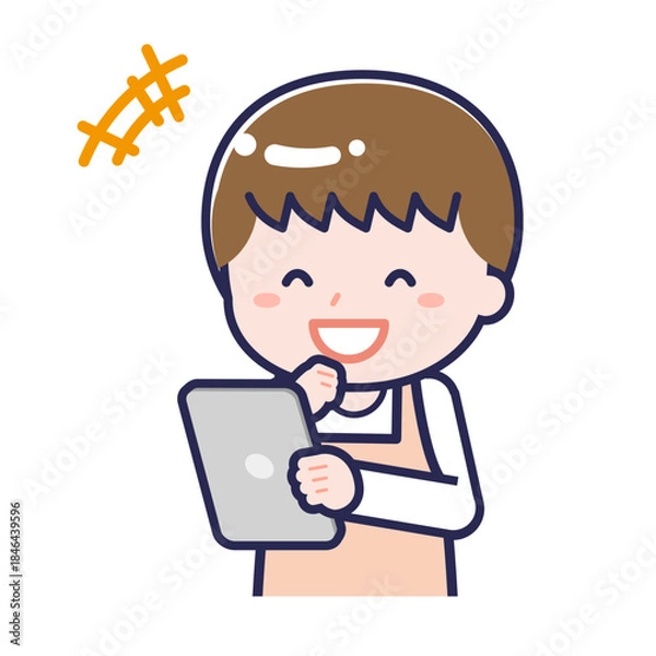 Obraz タブレットを使う「保育士」の男性