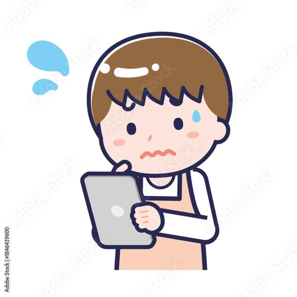 Obraz タブレットを使う「保育士」の男性