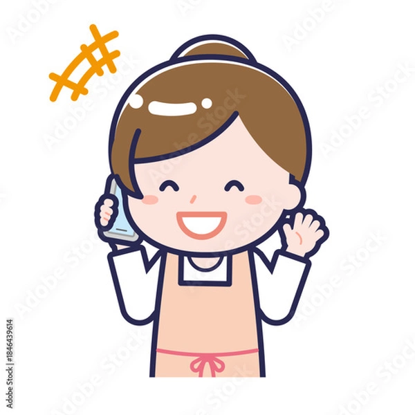 Obraz スマートフォンを使う「保育士」の女性