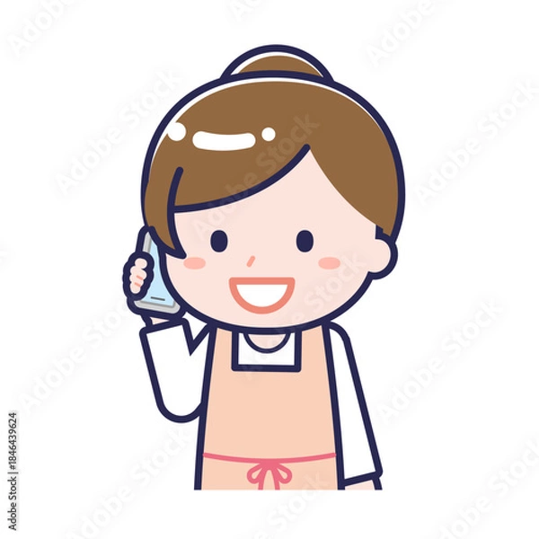 Obraz スマートフォンを使う「保育士」の女性