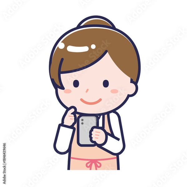 Obraz スマートフォンを使う「保育士」の女性