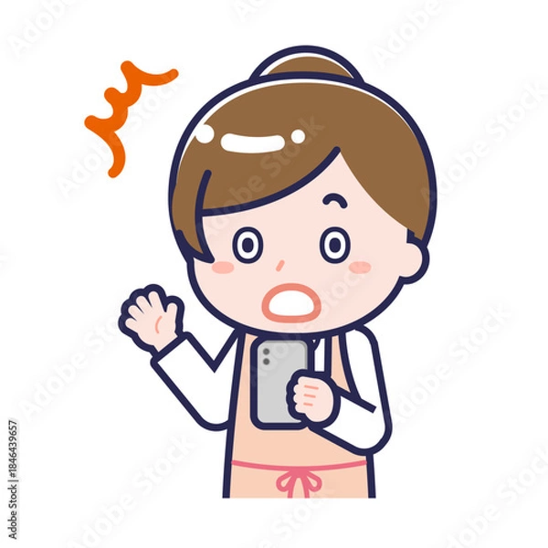 Obraz スマートフォンを使う「保育士」の女性