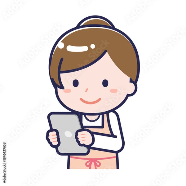 Obraz タブレットを使う「保育士」の女性