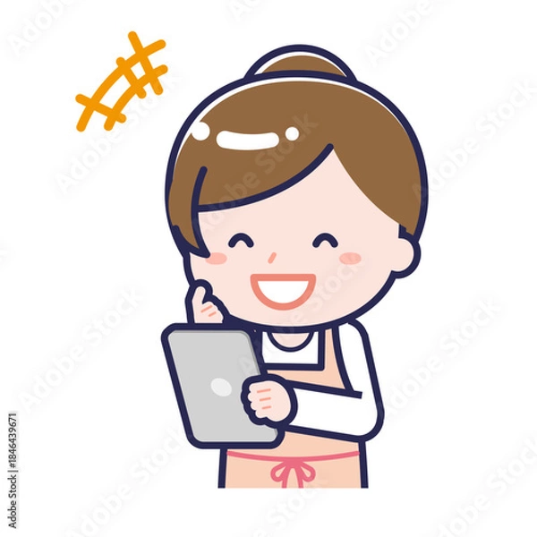 Obraz タブレットを使う「保育士」の女性