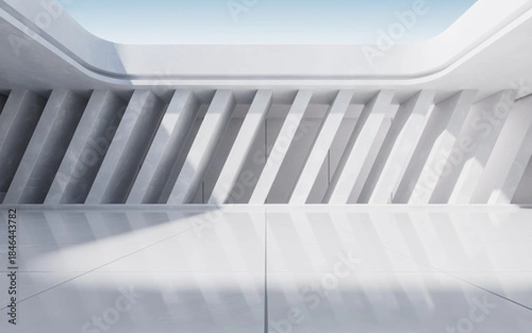 Obraz Empty ground with white building background, 3d rendering.