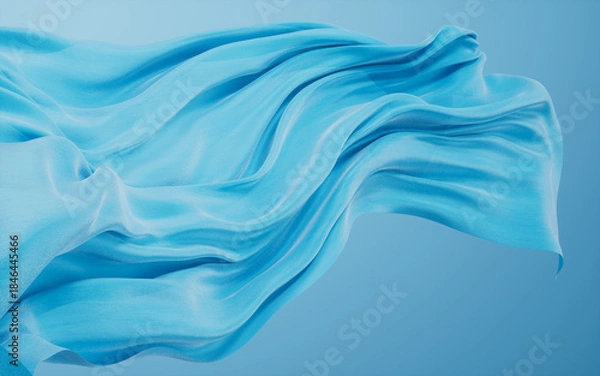 Fototapeta Soft blue wave cloth background, 3d rendering.