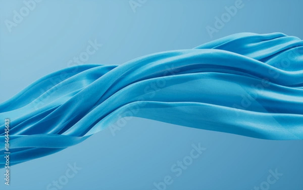 Fototapeta Soft blue wave cloth background, 3d rendering.