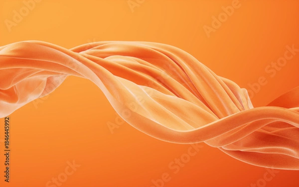 Fototapeta Flowing orange cloth background, 3d rendering.