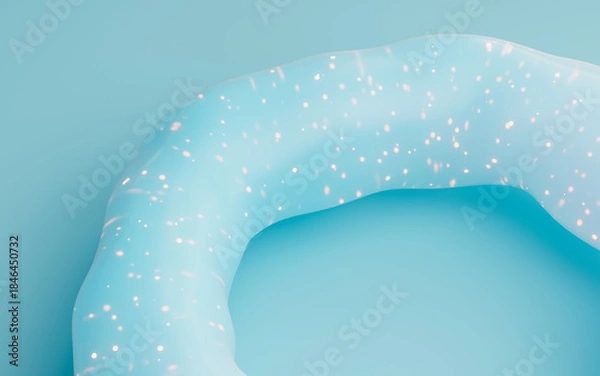 Fototapeta Abstract organic blue ring with particles, 3d rendering.