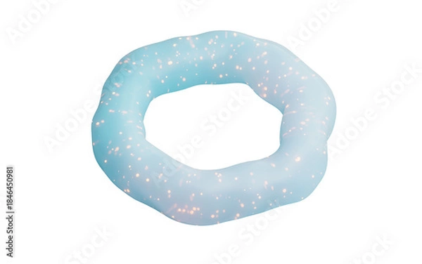 Fototapeta Abstract organic blue ring with particles, 3d rendering.
