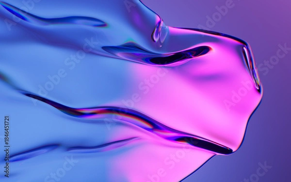 Fototapeta Flowing gradient transparent cloth background, 3d rendering.
