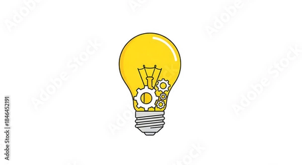 Obraz Glowing light bulb with gears representing creative thinking and innovation Idea Concept Process Solution Mechanism