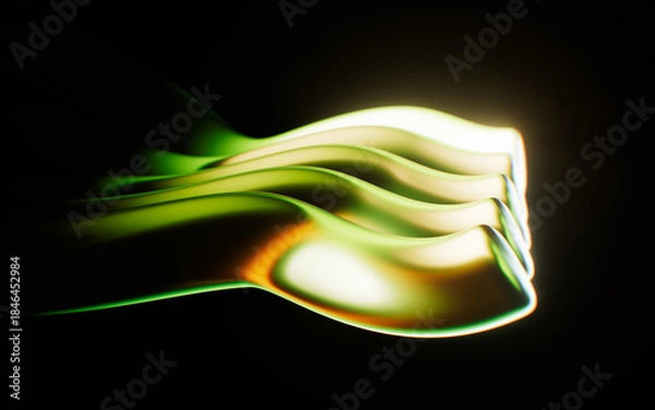 Fototapeta Transparent tube glass geometries with colorful lights, 3d rendering.