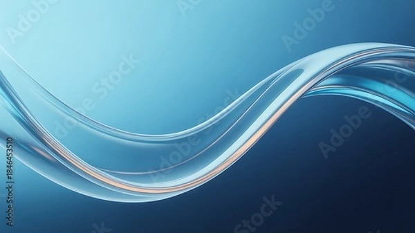 Obraz Elegant blue wave design with golden accents on gradient background