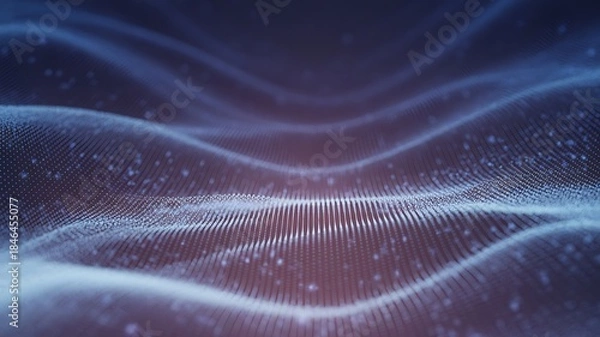 Obraz Futuristic wave pattern with glowing particles in dark space