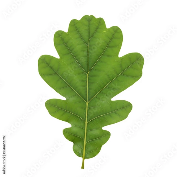 Obraz A single green oak leaf isolated on transparent background