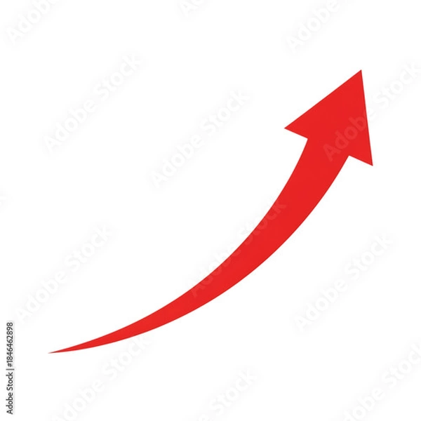 Obraz Red upward trending arrow isolated on transparent background