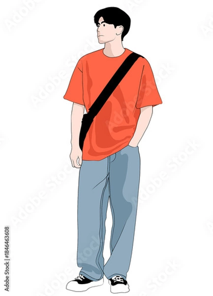 Obraz Cartoon character young man