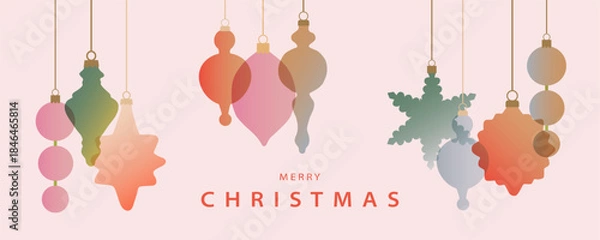 Obraz Christmas Holiday Background with Hanging Ornaments