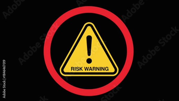 Obraz Yellow Warning Triangle with Exclamation Mark and Risk Warning Text.