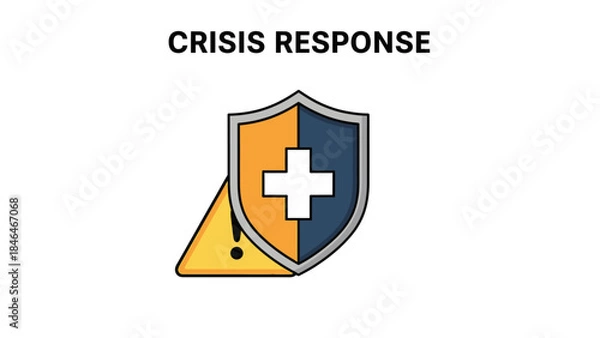 Obraz Crisis Response Shield and Warning Sign.