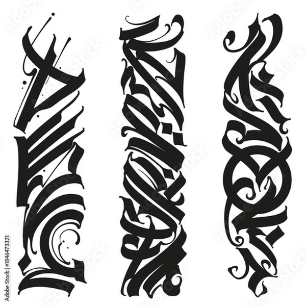 Obraz Hand drawn calligraphic ornament. Abstract decorative element vector set for design